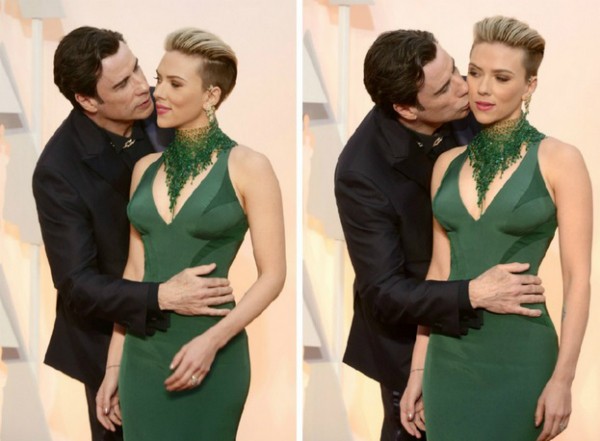 John Travolta bất ngờ hôn má 