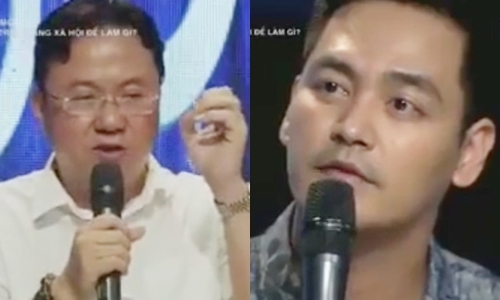 MC Phan Anh v&agrave; Nh&agrave; b&aacute;o Hồng Thanh Quang tranh luận trong chương tr&igrave;nh