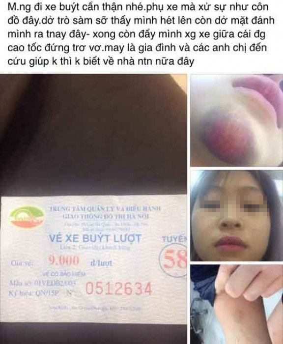 Nữ h&agrave;nh kh&aacute;ch tố bị phụ xe bu&yacute;t số 58 s&agrave;m sỡ, h&agrave;nh hung