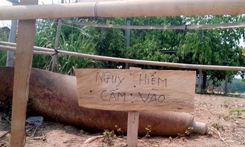 Khu vực c&oacute; bom đ&atilde; được r&agrave;o chắn