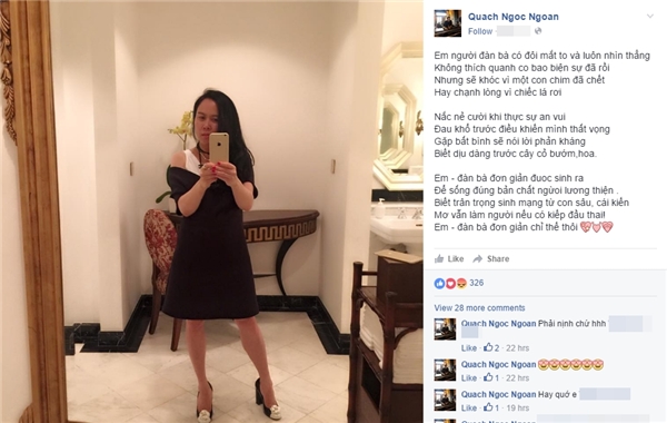 Quách Ngọc Ngoan viết thơ và đăng tải kèm theo bức ảnh Phượng Chanel