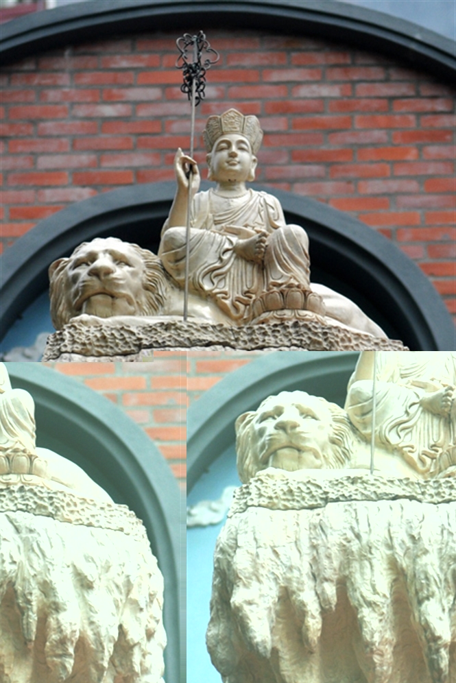 ch&ugrave;a việt nam, linh vật ngoại lai, linh vật, thuần phong mỹ tục, Tượng Phật ngồi tr&ecirc;n sư tử đ&aacute;, ch&ugrave;a cổ Ch&acirc;n Ti&ecirc;n