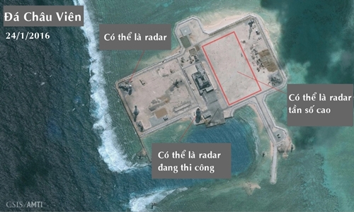 Trung Quốc c&oacute; thể đ&atilde; triển khai radar tần số cao ở đ&aacute; Ch&acirc;u Vi&ecirc;n, quần đảo Trường Sa của Việt Nam. Ảnh: CSIS
