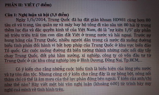 Đề thi m&ocirc;n ngữ văn của trường D&acirc;n Việt cũng li&ecirc;n quan đến gi&agrave;n khoan