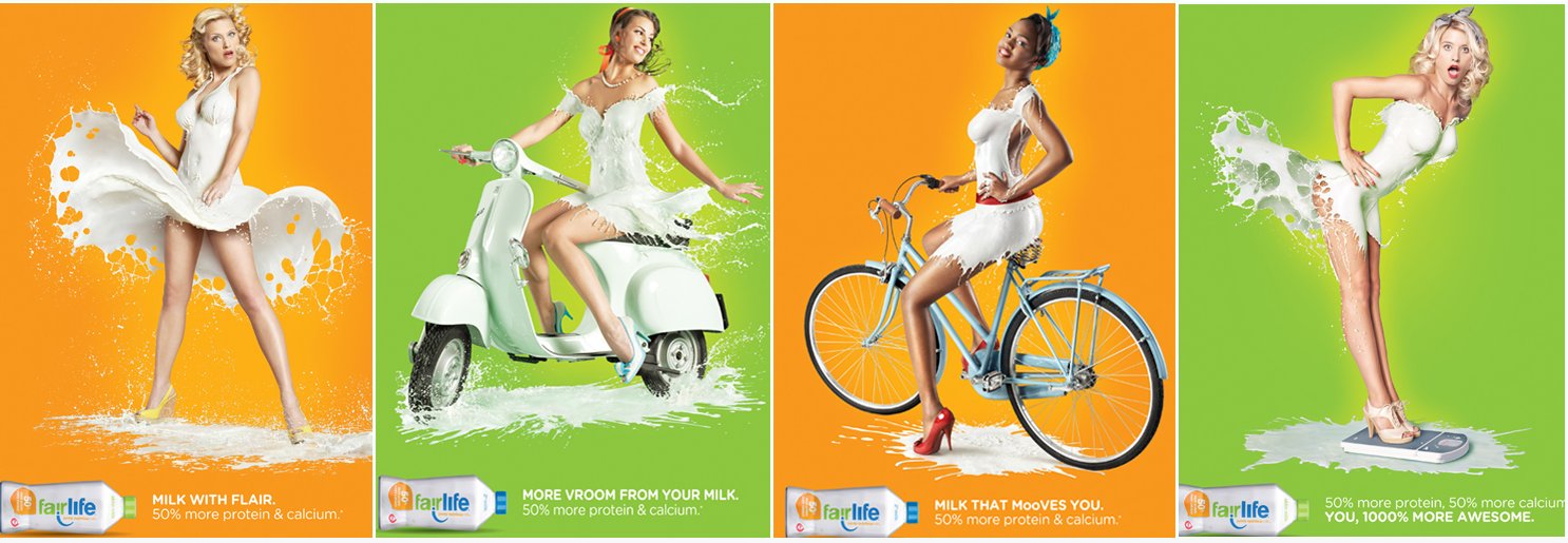 Quảng c&aacute;o sữa Fairlife của Coca Cola sử dụng h&igrave;nh ảnh bắt mắt v&agrave; gợi cảm