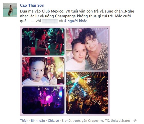 Cao Th&aacute;i Sơn v&agrave; mẹ ở Club Mexico