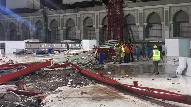 Con số người chết trong vụ tai nạn sập cần cẩu ở th&aacute;nh địa Mecca đ&atilde; khiến &iacute;t nhất 107 người chết