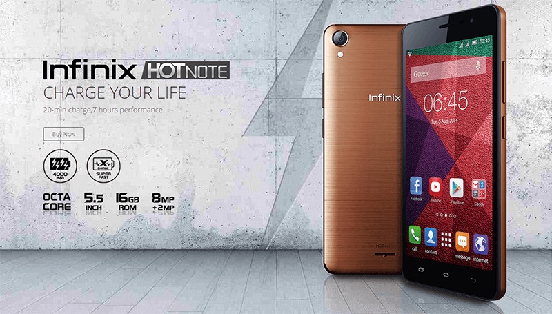 Infinix Hot Note. Ảnh: Gizguide