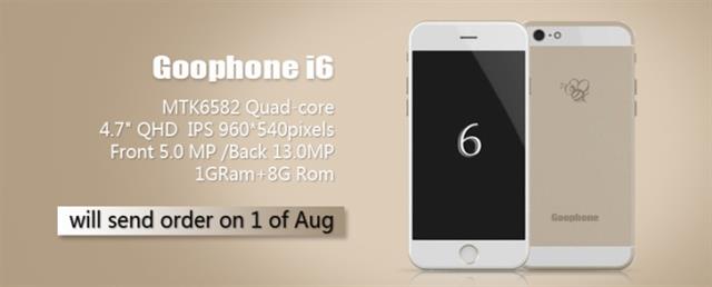 Goophone i6 l&agrave; một trong nhiều smartphone gi&aacute; rẻ của c&aacute;c nh&agrave; sản xuất Trung Quốc c&oacute; thiết kế tương tự Iphone