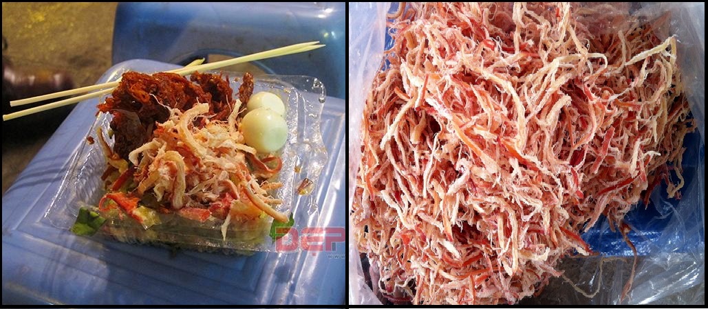 Mực kh&ocirc; trong b&aacute;nh tr&aacute;ng trộn c&oacute; m&agrave;u sắc, m&ugrave;i vị rất giống với mực kh&ocirc; giả đ&atilde; từng được ph&aacute;t hiện