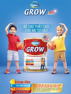 Dielac Grow tăng th&ecirc;m 30% h&agrave;m lượng canxi v&agrave; gấp đ&ocirc;i h&agrave;m lượng vitamin D3.