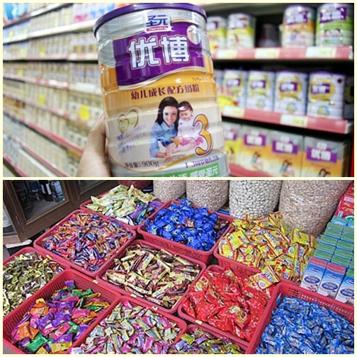 Sữa v&agrave; kẹo Trung Quốc nhiễm tạp chất