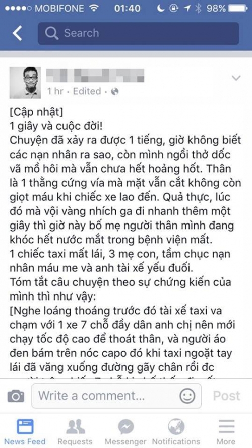 Những dòng chia sẻ của thanh niên chứng kiến vụ tai nạn thảm khốc khiến nhiều người suy ngẫm Những dòng chia sẻ của thanh niên chứng kiến vụ tai nạn thảm khốc khiến nhiều người suy ngẫm