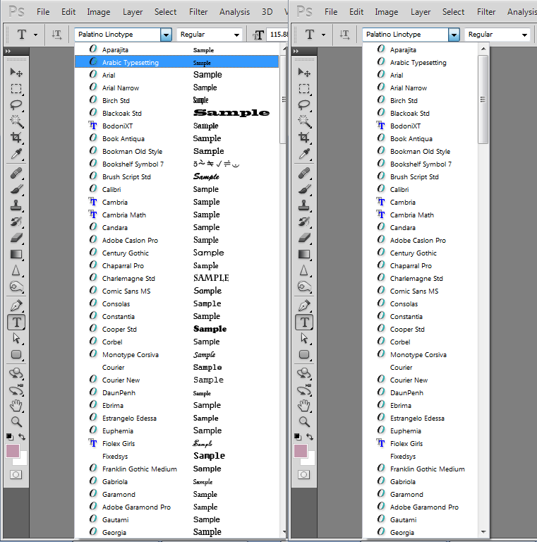 tắt chế độ coi Font chữ demo trong Photoshop l&agrave; 1 c&aacute;ch đơn giản để cải thiện năng suất l&agrave;m việc