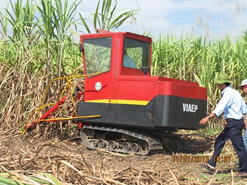 M&aacute;y thu hoạch m&iacute;a của c&aacute;c nh&agrave; khoa học Việt Nam chế tạo được n&ocirc;ng d&acirc;n ưu d&ugrave;ng