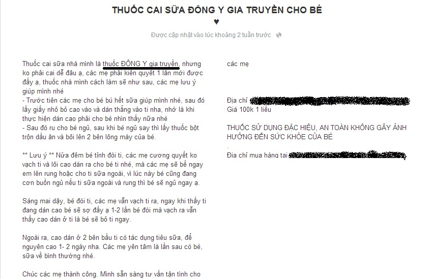 Người b&aacute;n chỉ quảng c&aacute;o c&ocirc;ng dụng v&agrave; c&aacute;ch sử dụng của thuốc c&aacute;i sữa &agrave;m kh&ocirc;ng đề cập đến th&agrave;nh phần hay xuất xứ của thuốc