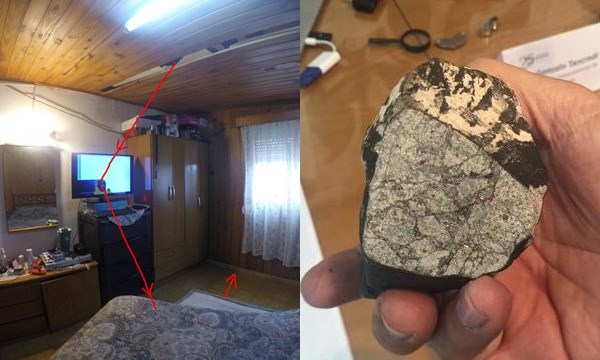 Một mảnh thi&ecirc;n thạch rơi xuống Uruguay hồi th&aacute;ng trước. Ảnh: 9gag.com