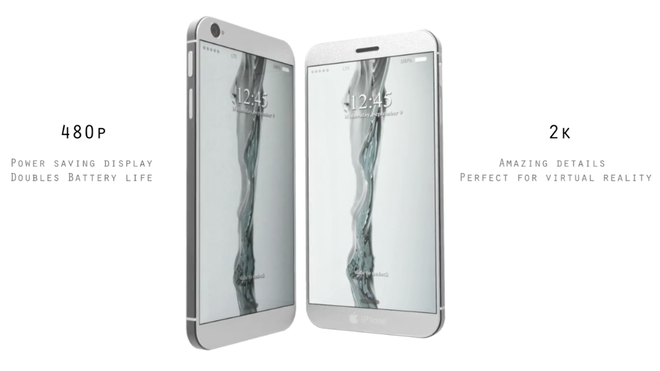 Màn hình chính trên iPhone 8 có độ phân giải 2K, mang đến khả năng hiển thị sắc nét. Trong khi đó màn hình thứ 2 ở mặt lưng chỉ có độ phân giải 480p nhằm tiết kiệm pin khi dùng.