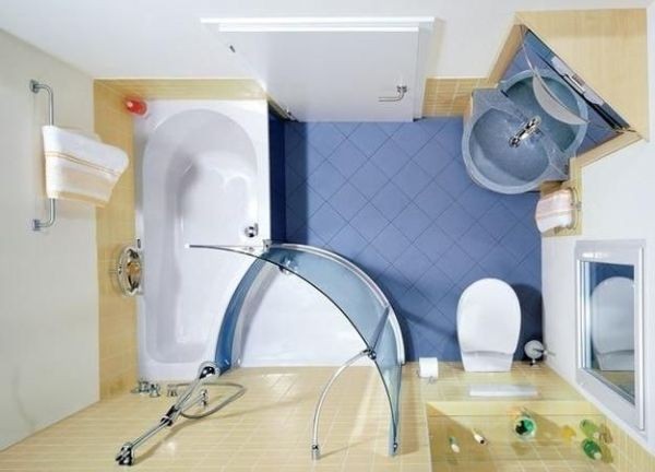 Ph&ograve;ng tắm nhỏ n&ecirc;n sử dụng nội thất c&oacute; k&iacute;ch thước nhỏ v&agrave; đặt ở g&oacute;c