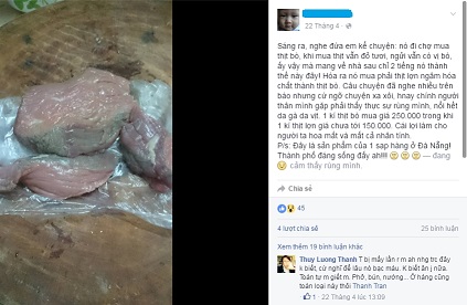 Chia sẻ về h&igrave;nh ảnh miếng thịt b&ograve; đổi m&agrave;u sau 2 tiếng của một người ở Đ&agrave; Nẵng