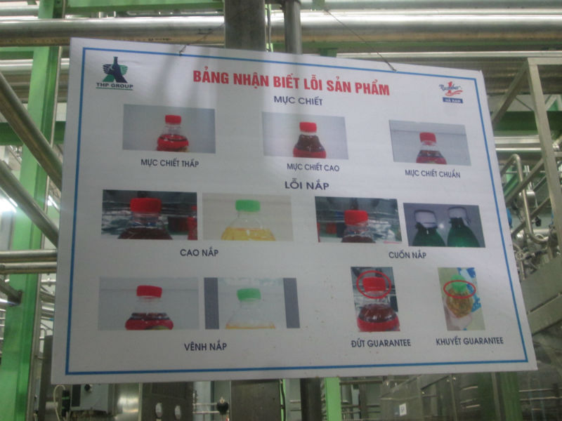 Các dạng và dấu hiệu sản phẩm lỗi được thể hiện để công nhân nhận biết trong quá trình sản xuất