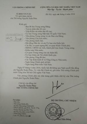 Giới thiệu chữ k&yacute; Thủ tướng, 3 Ph&oacute; Thủ tướng mới