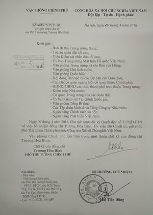 Giới thiệu chữ k&yacute; Thủ tướng, 3 Ph&oacute; Thủ tướng mới