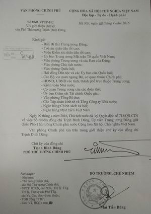 Giới thiệu chữ k&yacute; Thủ tướng, 3 Ph&oacute; Thủ tướng mới