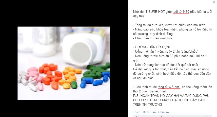 C&aacute;c loại thuốc tăng chiều cao được quảng c&aacute;o như 