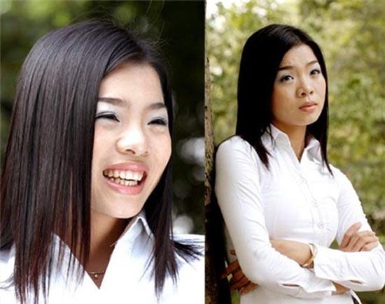 Ca sĩ Lệ Quyên với mái tóc đơn giản, áo sơ mi giản dị, chân phương