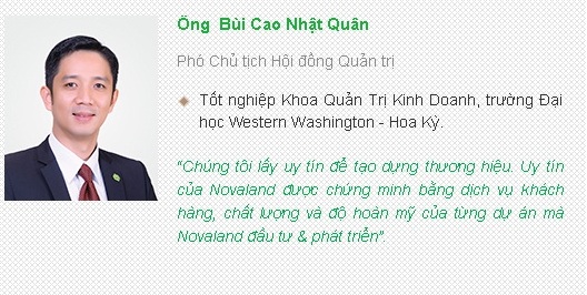 B&ugrave;i Cao Nhật Qu&acirc;n hiện giữ chức Ph&oacute; chủ tịch HĐQT ki&ecirc;m Ph&oacute; tổng gi&aacute;m đốc Tập đo&agrave;n Novaland. Doanh nh&acirc;n 8X n&agrave;y từng lọt top 10 người gi&agrave;u nhất tr&ecirc;n s&agrave;n chứng kho&aacute;n năm 2016.