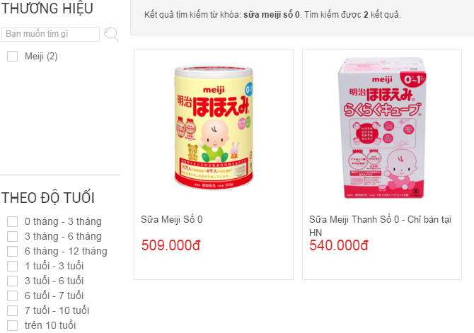 Sữa Meiji số 0 hộp 800 gr được b&aacute;n với gi&aacute; 509.000 đồng/hộp ở hệ thống Bibomart