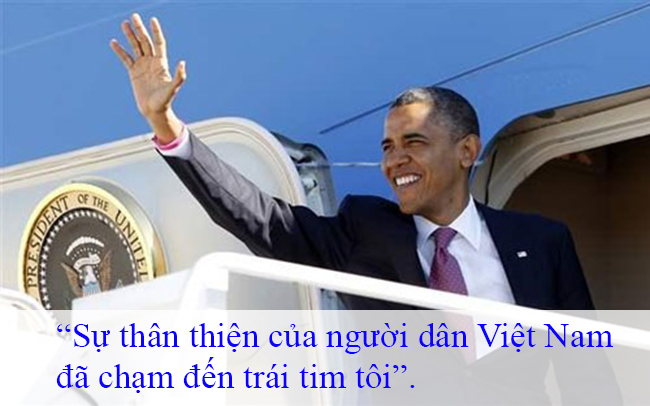 Tổng thống Obama xúc động khi nhắc tới sự chào đón nồng nhiệt mà chính phủ và người dân đã dành cho ông. Ông chủ Nhà Trắng cũng nhắc tới dòng người đứng bên đường, những cái bắt tay của người dân cũng như trải nghiệm ăn bún chả và uống bia ở Hà Nội.