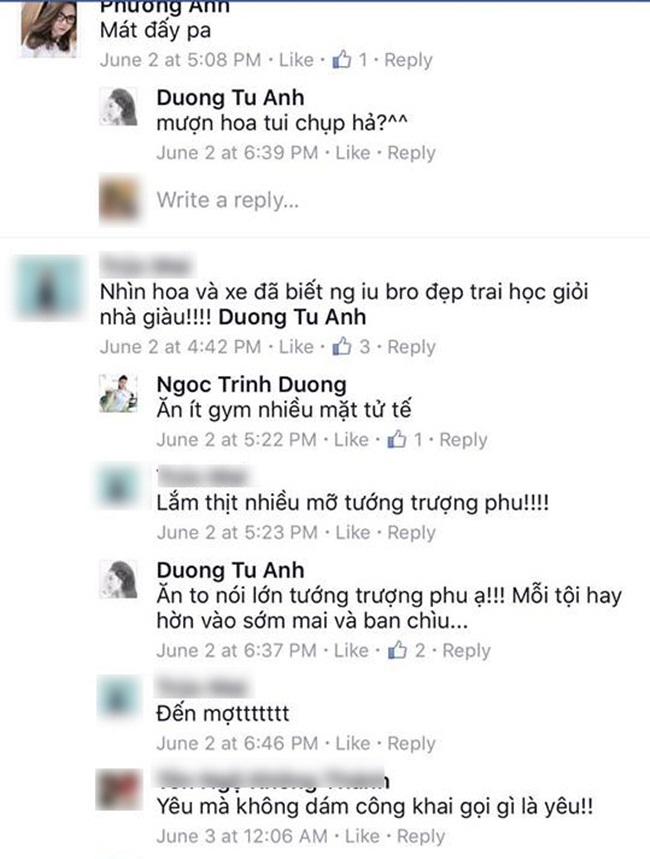 Tú Anh và Ngọc Trinh trò chuyện về những món quà mà Tú Anh nhận được. Nhiều người cho rằng là của bạn trai mới tặng, nhưng người nhà Tú Anh phủ nhận.