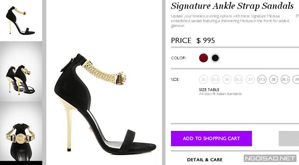  thiết kế sandal quai ngang kim loại tiêu tốn của người đẹp 995 USD (hơn 22 triệu đồng).