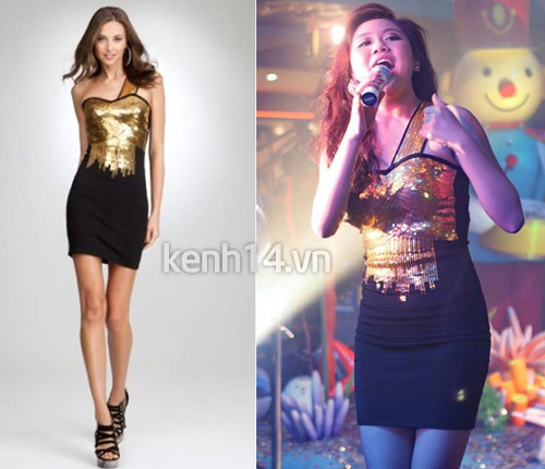 Văn Mai Hương chọn đầm bodycon màu đen, đính kim sa của Bebe để tỏa sáng trên sân khấu. 