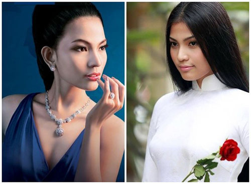 Khó có thể nhận ra Trương Thị May trong bức hình bên trái.