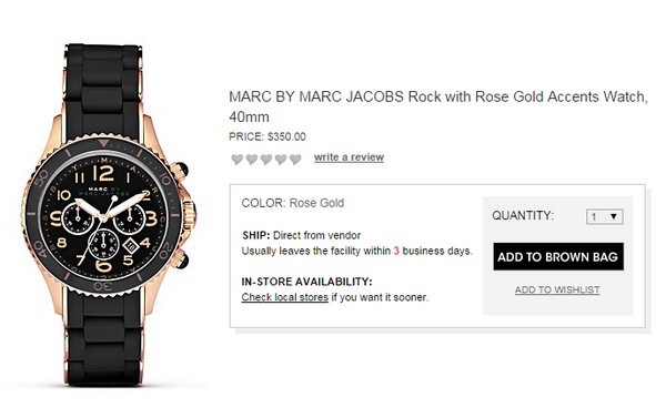 Chiếc đồng hồ sành điệu này cũng của Marc By Marc Jacobs và có giá 350$ (hơn 7 triệu đồng).