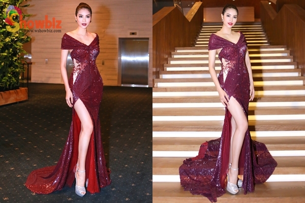 Thiết kế cổ chữ V giúp người đẹp khoe lợi thế đôi vai và che đi vẻ khiêm tốn của vòng một.