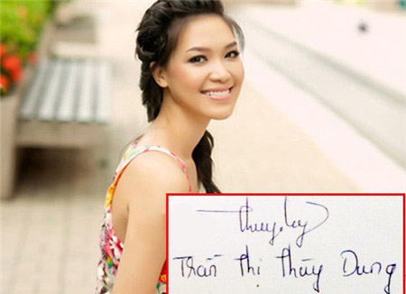Chữ ký Hoa hậu Thùy Dung không mấy khó khăn để bắt chước.