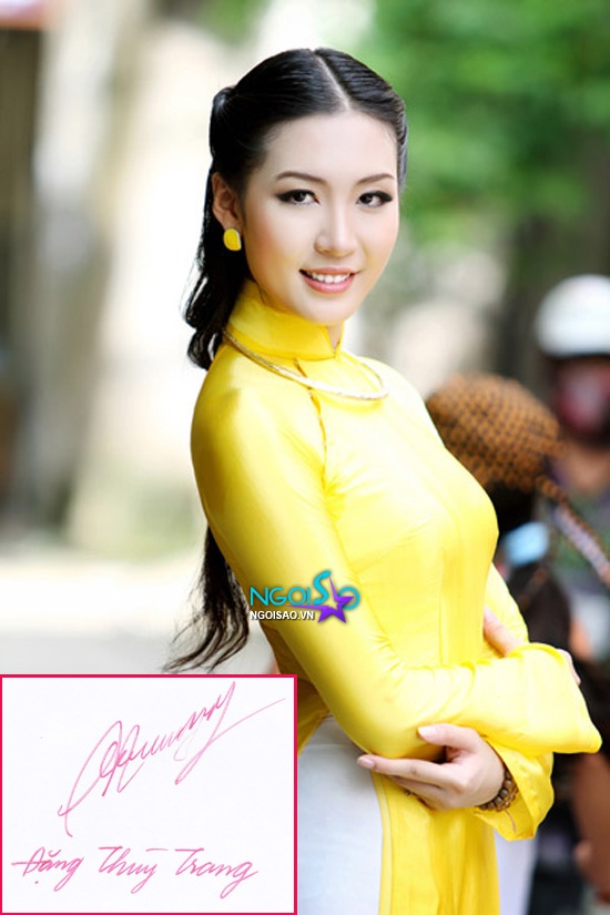 CHữ ký của Á hậu Thùy Trang khá rắc rối và việc bắt chước gần như là không thể.