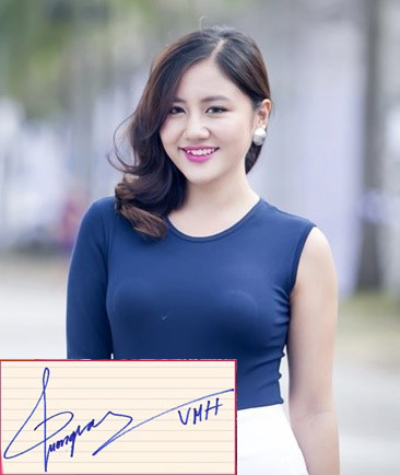 Văn Mai Hương có chữ ký khá giống với khóa son trên khuông nhạc.