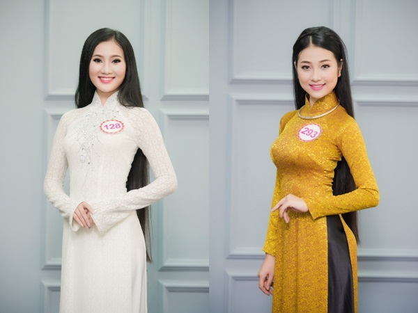 1. Những mái tóc đặc biệt nhất. Sở hữu mái tóc đen dài qua thắt lưng, hai cô gái Hoàng Thị Quỳnh Loan (SBD 128) và Bùi Nữ Kiều Vỹ (SBD 293) đều gây ấn tượng ngay từ lần đầu gặp mặt. Quỳnh Loan sinh năm 1997, là người đẹp đến từ Thừa Thiên Huế. Cô sở hữu chiều cao 1m71 và học tập tại trường Cao đẳng Sư Phạm Huế. Trong khi đó, Kiều Vỹ được gợi nhắc là “bản sao Hoa hậu Nguyễn Thị Huyền”. Với gương mặt tròn phúc hậu, nụ cười dễ mến và mái tóc đen dày được chăm chút suốt 2 năm qua, người đẹp đến từ Quảng Nam dễ dàng ghi điểm với người đối diện.