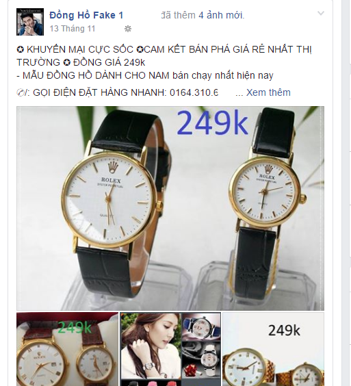 Đồng hồ fake 1 nhưng gi&aacute; chỉ 249 ngh&igrave;n, thực chất l&agrave; fake thứ... n