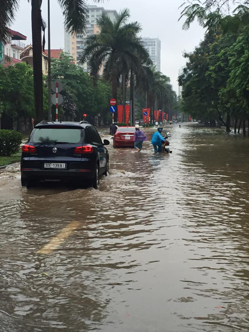 Đoạn đường Xa La qua làng Yên Xá ra đường Chiến Thắng, từ đường Phùng Hưng Hà Đông hay Nguyễn Khuyến - Hà Đông, khu Văn Quán đều bị ngập sâu, xe ô tô gầm thấp và xe máy đều bị chết máy.