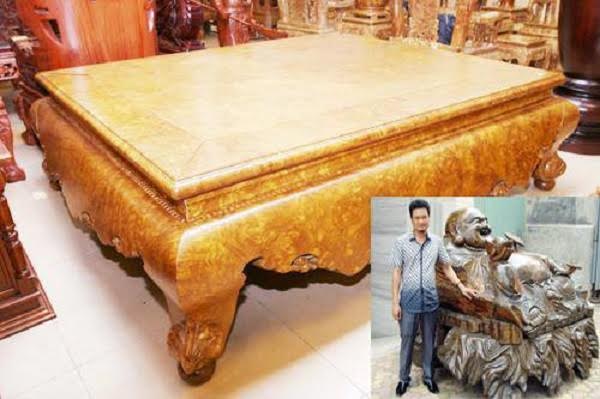 Anh Trần Đức Thuấn (một đại gia trong làng sản xuất gỗ Hà Thành) được bạn bè đặt ra biệt danh ‘tỷ phú chơi ngông’ khi anh này đam mê sáng tạo ra chiếc sập dài 2 mét, cao 80 phân không cầu kỳ, kiểu cách nhưng lại toát lên vẻ sang trọng với màu vàng óng đẹp mắt. 