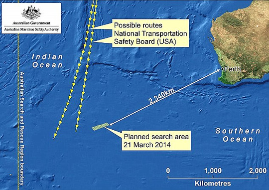 V&ugrave;ng t&igrave;m kiếm m&aacute;y bay MH370 mất t&iacute;ch b&iacute; ẩn ở ph&iacute;a Nam Ấn Độ Dương