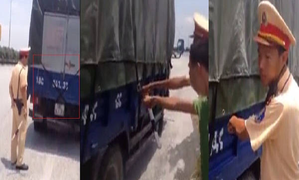 Hình ảnh cho rằng CSGT bắt lỗi xe ô tô bị cong vênh, che lấp biển số