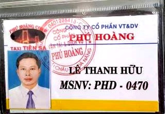 Thẻ t&agrave;i xế taxi của nạn nh&acirc;n