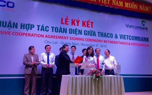 Lễ k&yacute; kết thoả thuận hợp t&aacute;c to&agrave;n diện giữa Thaco v&agrave; Vietcombank